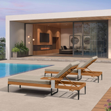 PURPLE LEAF Outdoor Chaise Lounge Patio Lounge Chair Recliner with Side Table and Cushion for Poolside Balcony Backyard