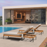 PURPLE LEAF Outdoor Chaise Lounge Patio Lounge Chair Recliner with Side Table and Cushion for Poolside Balcony Backyard