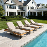 PURPLE LEAF Outdoor Chaise Lounge Patio Lounge Chair Recliner with Side Table and Cushion for Poolside Balcony Backyard