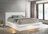 Jessica Wood Eastern King LED Panel Bed Snow White