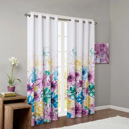 Floral (Max Blackout) Window Curtain, Spring Purple