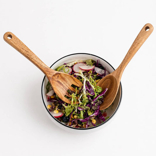 Acacia Wood Salad Spoon and Fork Serving Set