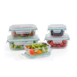 10-Piece Glass Food Storage Containers with Airtight Locking Lids (5 Containers + 5 Lids)