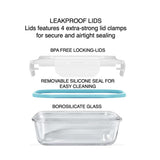 10-Piece Glass Food Storage Containers with Airtight Locking Lids (5 Containers + 5 Lids)
