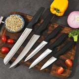 14-Piece Knife Block Set - High Carbon Stainless Steel with Ergonomic Handles, Built-In Sharpener, Black Wood Storage Block