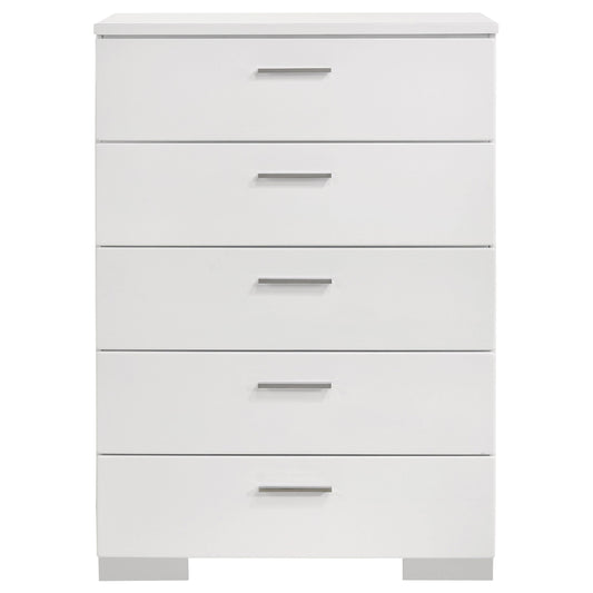 Felicity 5-drawer Bedroom Chest White High Gloss