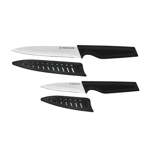 2-Piece Utility Knife Set - High Carbon Stainless Steel Blades with Ergonomic Handles, Matching Blade Guards