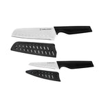 2-Piece Santoku Knife Set - High Carbon Stainless Steel Blades with Ergonomic Handles, Matching Blade Guards, Japanese Style Kitchen Knives