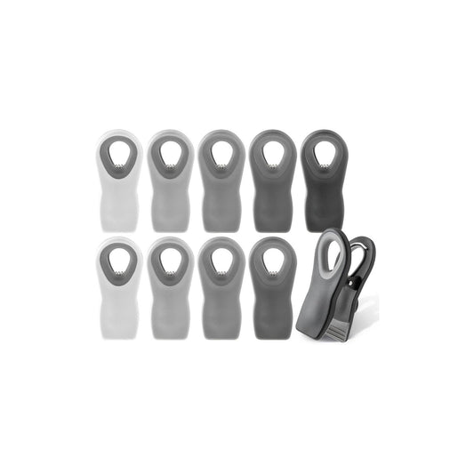 10-Piece Magnetic Bag Clip Set, Greys