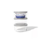 6 Piece Set (2 Cup / 16Oz) Round Glass Storage Containers With Lids, Grey
