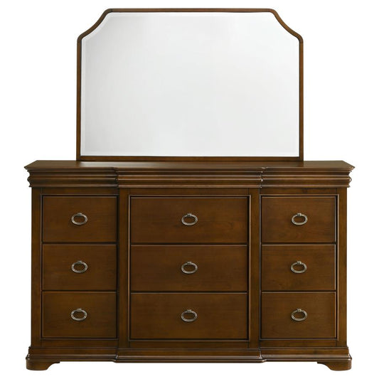 Garland 9-Drawer Bedroom Dresser with Mirror Brown Cherry