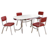 Retro 5-Piece Oval Dining Table Set – White and Red