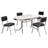 Retro 5-piece Oval Dining Table Set - White and Black