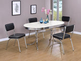 Retro Oval 60-inch Wood Top Dining Table - White and Chrome