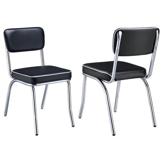 Retro Upholstered Dining Side Chair - Black (Set of 2)