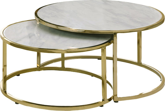 Massimo Nesting Coffee Table Set - Stylish Faux Marble & Gold Steel for Contemporary Living Spaces