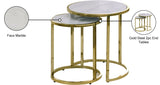 Massimo Nesting End Tables Set - Contemporary Faux Marble with Gold Steel Legs for Space-Saving Style