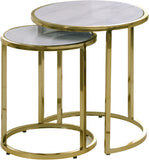 Massimo Nesting End Tables Set - Contemporary Faux Marble with Gold Steel Legs for Space-Saving Style