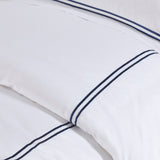Cotton Sateen Luxury Comforter/Duvet Cover Set, Navy/White