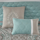 Damask Pieced Diamond 8-Piece Comforter Set, Blue
