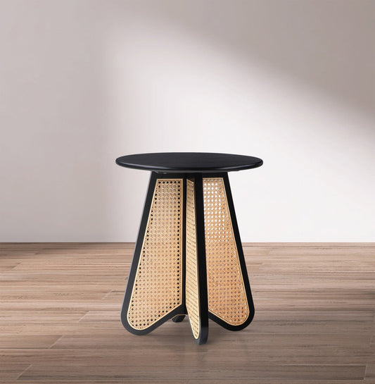 Butterfly End Table - Stunning Mid-Century Design with Oak Veneer Top and Natural Cane Base