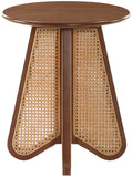Butterfly End Table - Stunning Mid-Century Design with Oak Veneer Top and Natural Cane Base