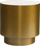 Presley Contemporary End Table with Genuine Marble Top & Brushed Gold Metal Base for Chic Decor
