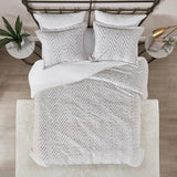 Chevron Faux Fur Comforter/Duvet Cover Set, Grey