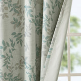 Botanical Blackout Window Curtain, Aqua Blue