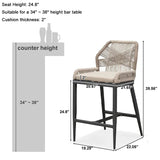 PURPLE LEAF Outdoor Bar Stool Set of 6, Wicker Chairs Bar Chairs with Cushion, All-Weather Patio Furniture kitchen stools