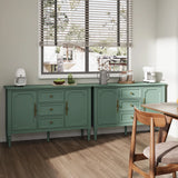 Mid-Century Storage Cabinet with 2 Doors & 3 Drawers, Green