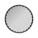Santosh Round Glossy Black Scalloped Mirror