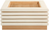 Rory Coffee Table - Contemporary Oak Veneer Design with Stylish Vegan Leather Accents, 39"x39"