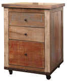 3 Drawer File Cabinet - Rustic Antique Multicolor Solid Pine