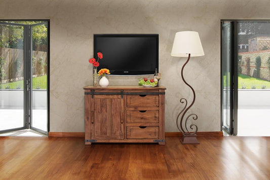 3 Drawer 1 Door 50" TV Stand - Parota Wood Media Console