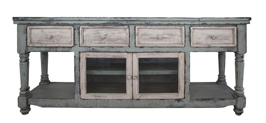 4 Drawer 2 Doors 70" TV Stand - Mango Wood Aruba Collection