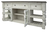 3 Drawer 2 Glass Doors 70" TV Stand | Farmhouse Stone Collection