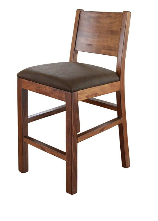 Parota 30" Barstool - Padded Faux Leather with Wooden Frame