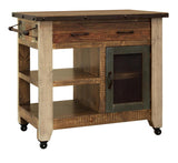1 Drawer 1 Mesh Door Kitchen Island - Rustic Antique Multicolor