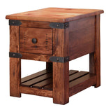 1 Drawer Chairside Table - Parota Wood with Metal Details