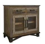 2 Drawer 2 Doors Server | Loft Brown Pine Wood Collection