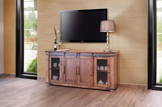 4 Doors 70" TV Stand - Parota Wood Collection | Modern Entertainment