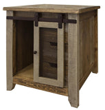 3 Drawer 1 Door End Table | Antique Solid Pine Wood