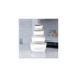 16 Piece Set Round Nesting Glass Storage Containers With Lids, White