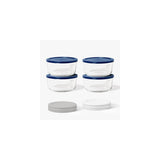 8 Piece Set (6.55 Cup / 52.4Oz) Round Glass Storage Containers With Lids, Grey