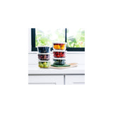 12 Piece Set (2 Cup / 16Oz) Round Glass Storage Containers With Lids, Blue