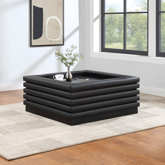 Rory Contemporary Coffee Table with Elegant Oak Veneer and Soft Leather Accents for Stylish Living