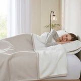 Heated Fleece & Sherpa Electric Bedding Blanket, Tan