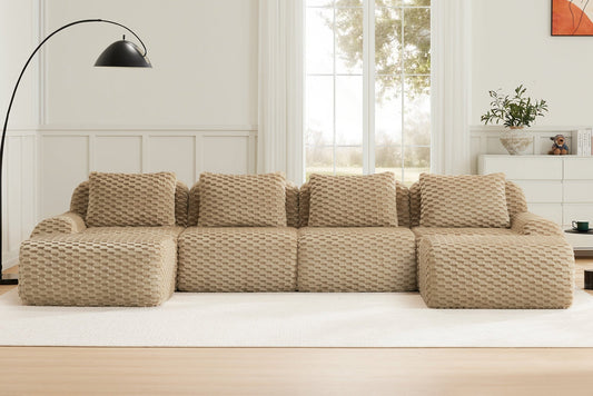 LAURENT 146" 4-Seater Sofa with 2 Ottomans