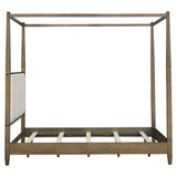 Upholstered Headboard Canopy Bed Brown, Queen *